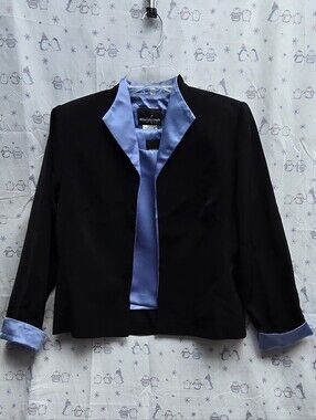 Positive Attitude Black 2pcs Set Jacket and Vest with Light Blue Satin Trim. 6P